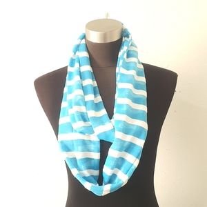 Turquoise White Infinity Scarf